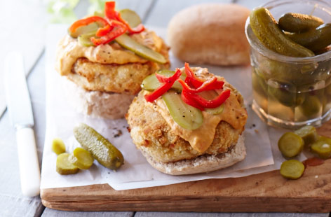 Turkey schnitzel burgers with houmous recipe