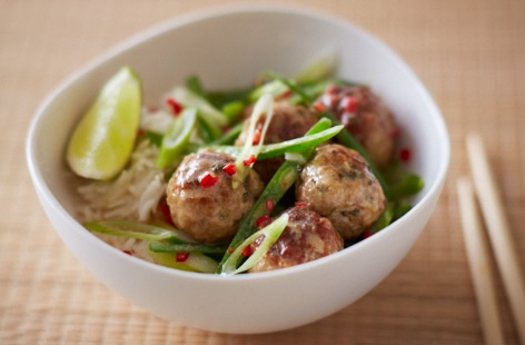 Fragrant with fresh ginger and coriander, these Thai-inspired green curry meatballs are an excellent way to mix up your midweek meal rotation. Serve on a bed of hot sticky rice and decorate with a lime wedge or two for the full effect.