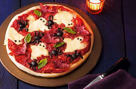 This spooky haunted pizza is perfect if you have a gang of trick-or-treaters to feed