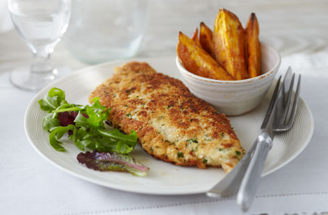 Chicken schnitzels with sweet potato recipe