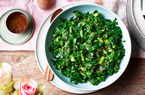 This recipe for spring greens – dressed in a sweet and savoury honey-mustard dressing – is an easy way to add some excitement to the sides selection at your dinner table