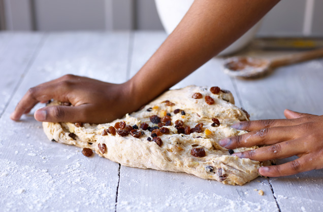 Knead in the fruit