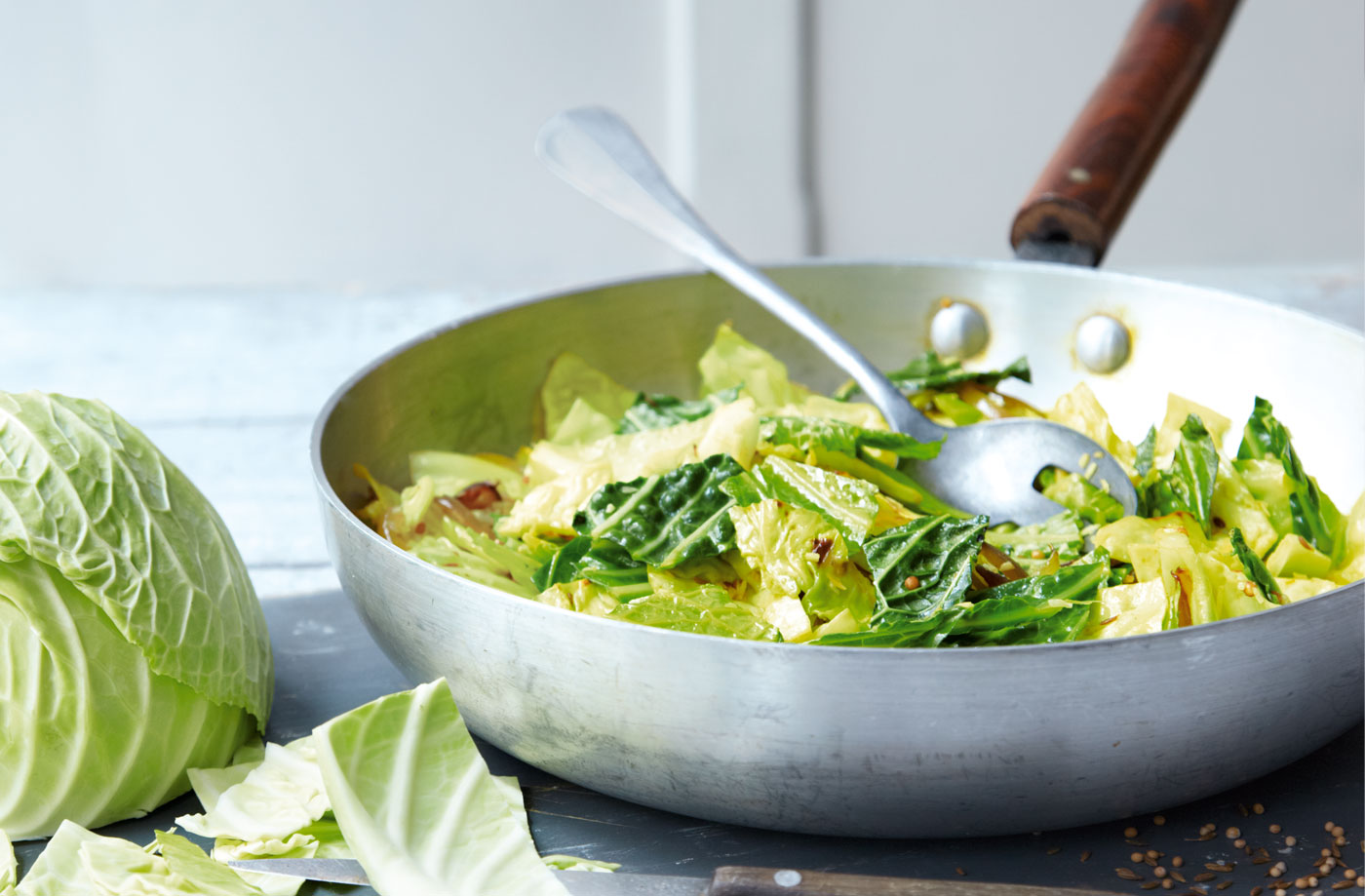 Indian-spiced cabbage with ginger and coconut recipe
