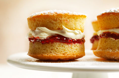 For a visual spin on much-loved Victoria sponge, try this recipe for individual cakes. Rest assured, the classic flavours remain untouched - whipped cream and raspberry jam, sandwiched between mini sponges - but their new look gives them a devilishly moreish appeal.