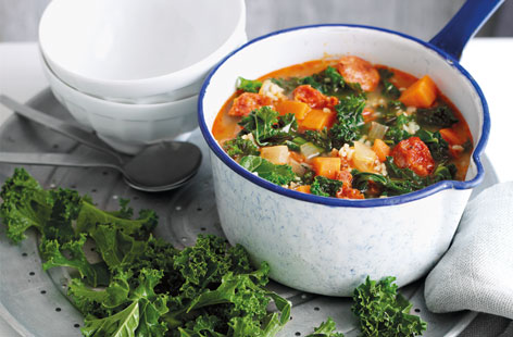 This stew is fantastically tasty and very simple to make, made with a winning combination of kale, chorizo and basmati rice. 