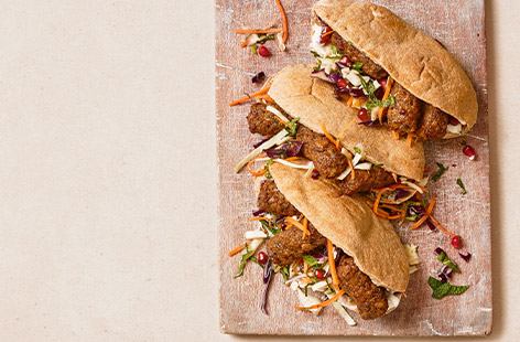 These kofta pittas are easy to cobble together and would make a nice addition to an impromptu picnic