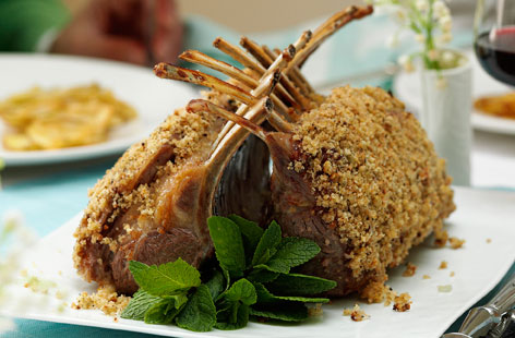 Lamb guard of honour with lemon and mint crust recipe