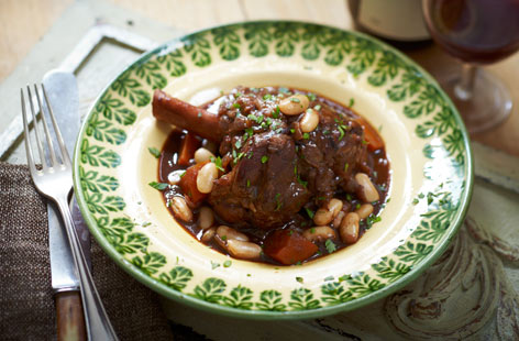 Lamb shanks slow-cooked make the tender meat fall off the bone in this hearty, warming dish. Quick to prep, just get everything into the slow-cooker and carry on with your day, knowing there's a tasty meal waiting for you at the end of it.