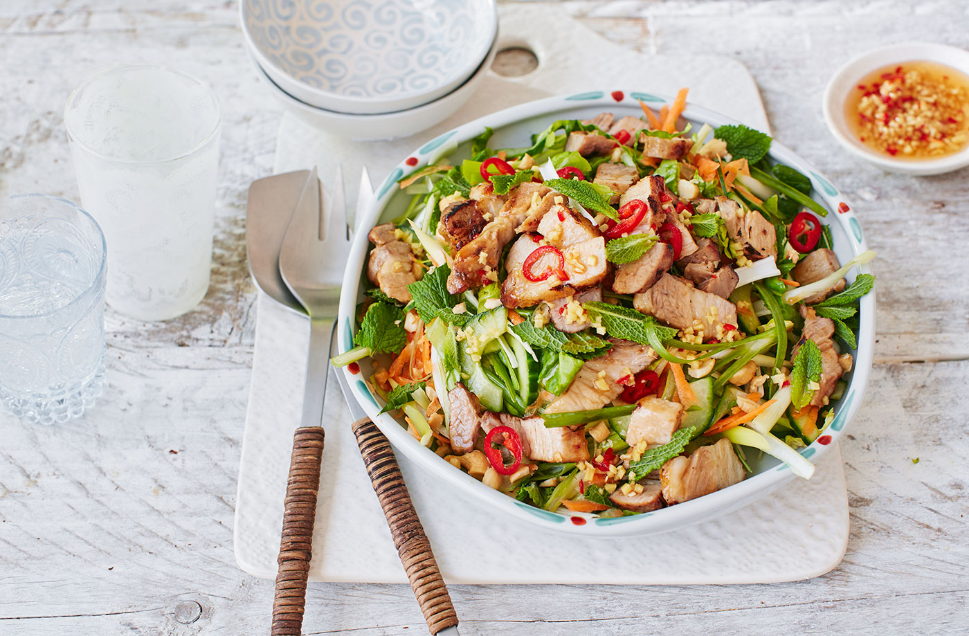 Barbecued pork belly salad recipe
