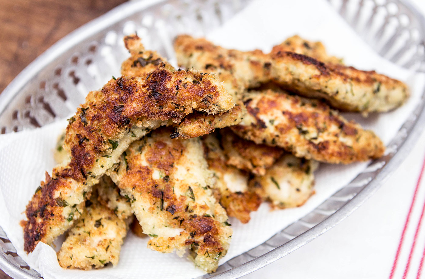 Herby breaded chicken goujons recipe