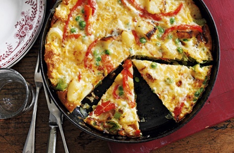 A frittata is a dish that can be whipped up in a flash even when you're completely knackered. Our leek, pea and pepper frittata adds a bit of pomp and circumstance to the occasion while still being easy to make. A quick and simple vegetarian meal.