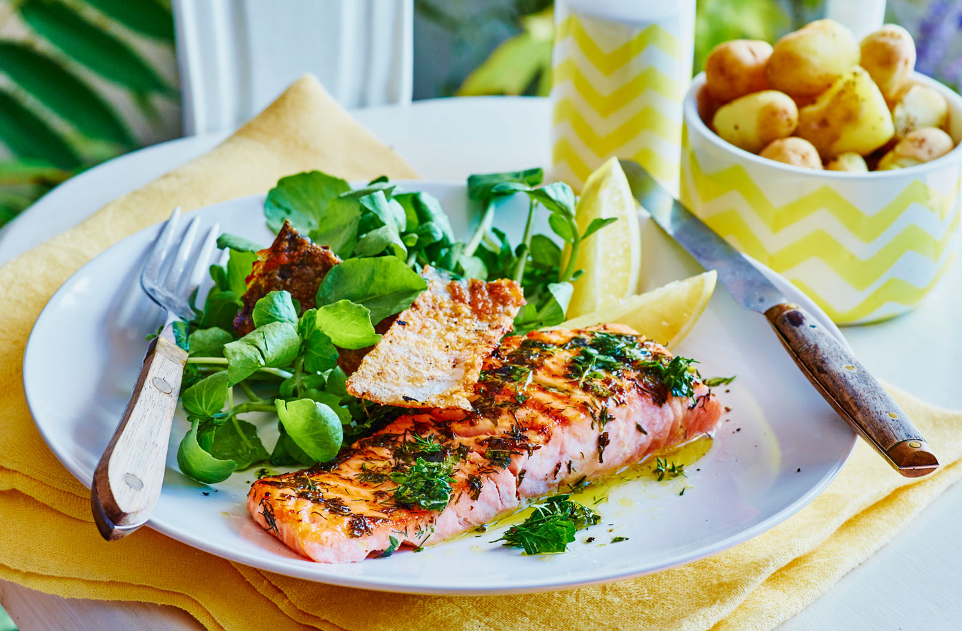 Barbecued lemon and herb salmon recipe