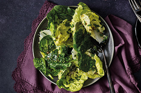 This simple crisp green salad recipe with snipped chives and a wholegrain mustard dressing is the ideal side dish to accompany grilled fish or meat