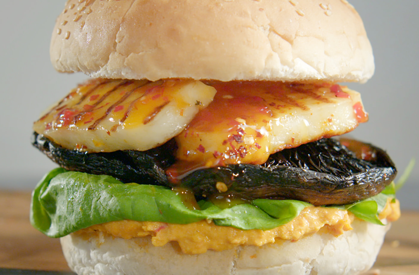 Halloumi and mushroom burgers recipe