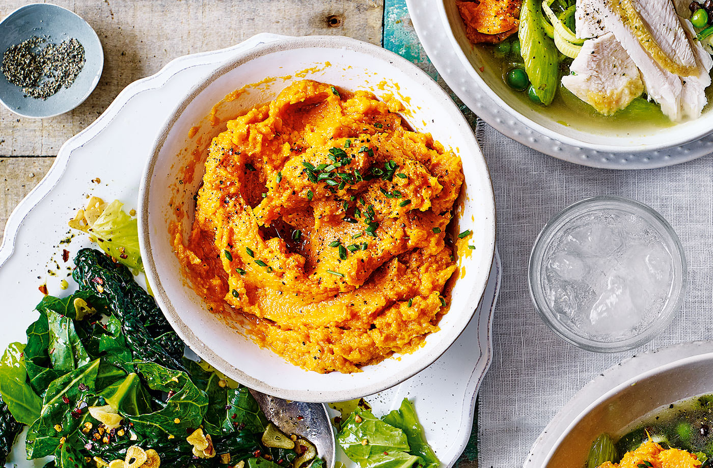 Chive and miso sweet potato mash recipe