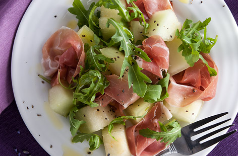 A gorgeous pairing of two delicate flavours - sweet and juicy melon with smoky slices of Parma ham