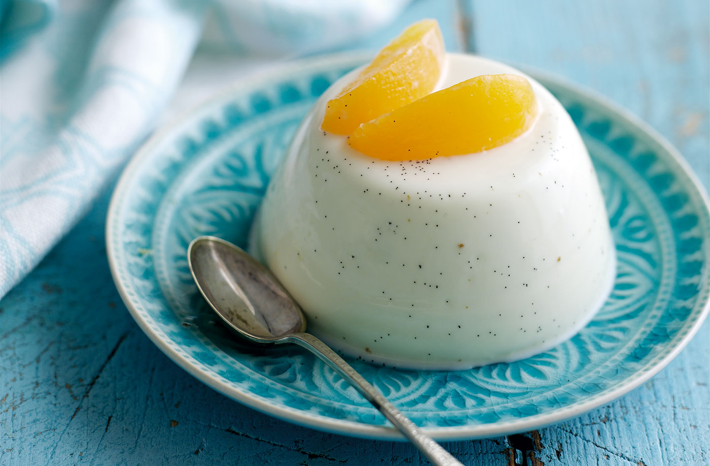Milk and honey panna cotta with apricots recipe