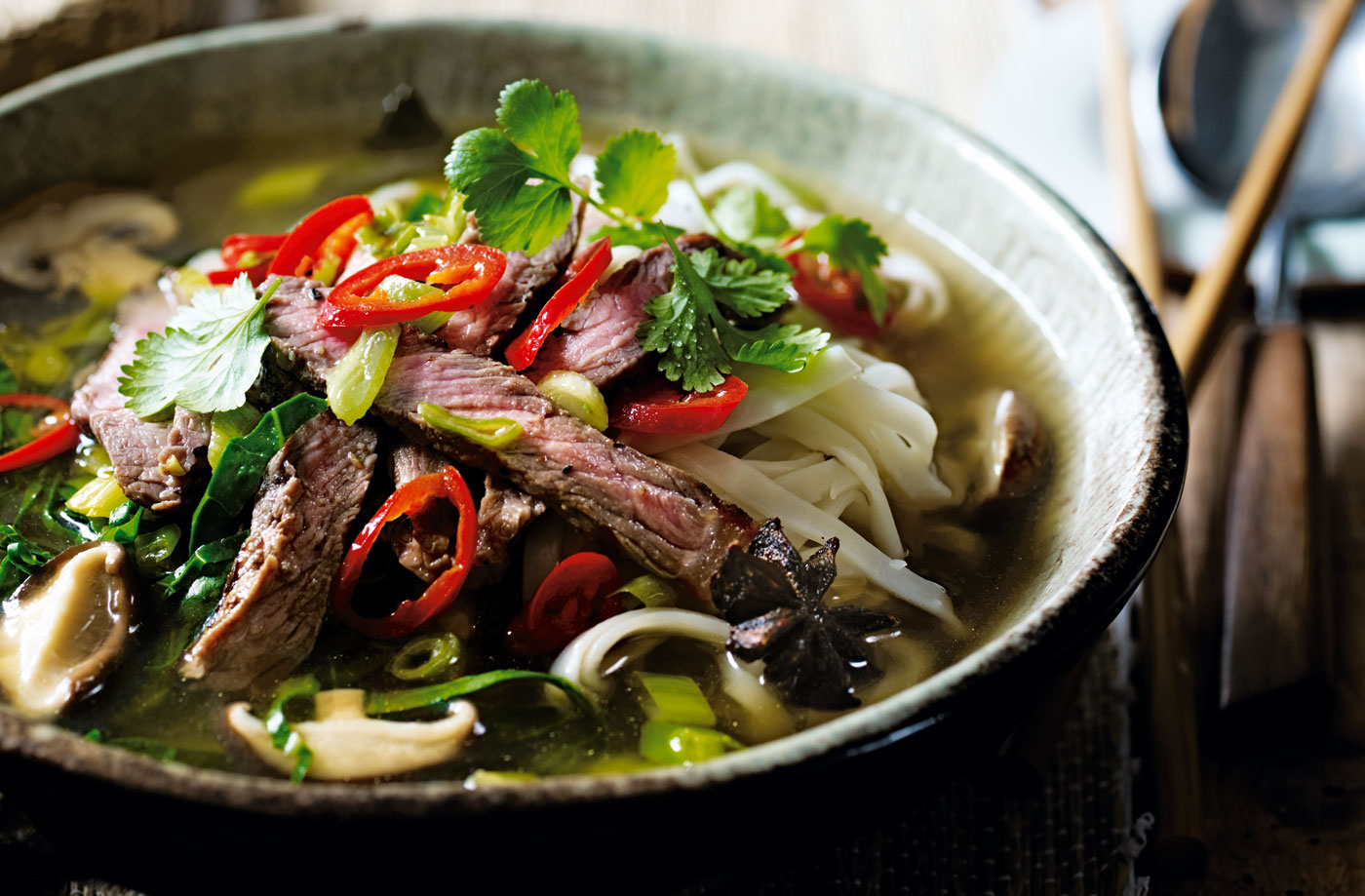 Miso ramen with beef, mushrooms and greens recipe