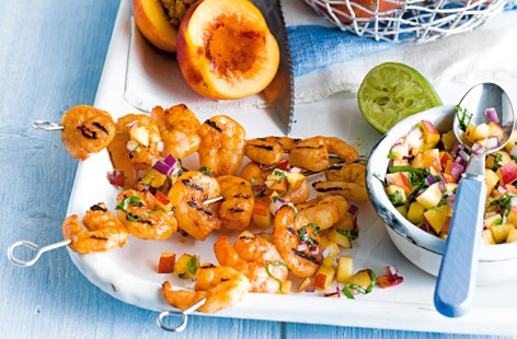 These pescetarian friendly skewers will transport your tastebuds straight to the tropics - juicy nectarines marinated in a basil and lime juice, paired with sweet, grilled paprika prawns