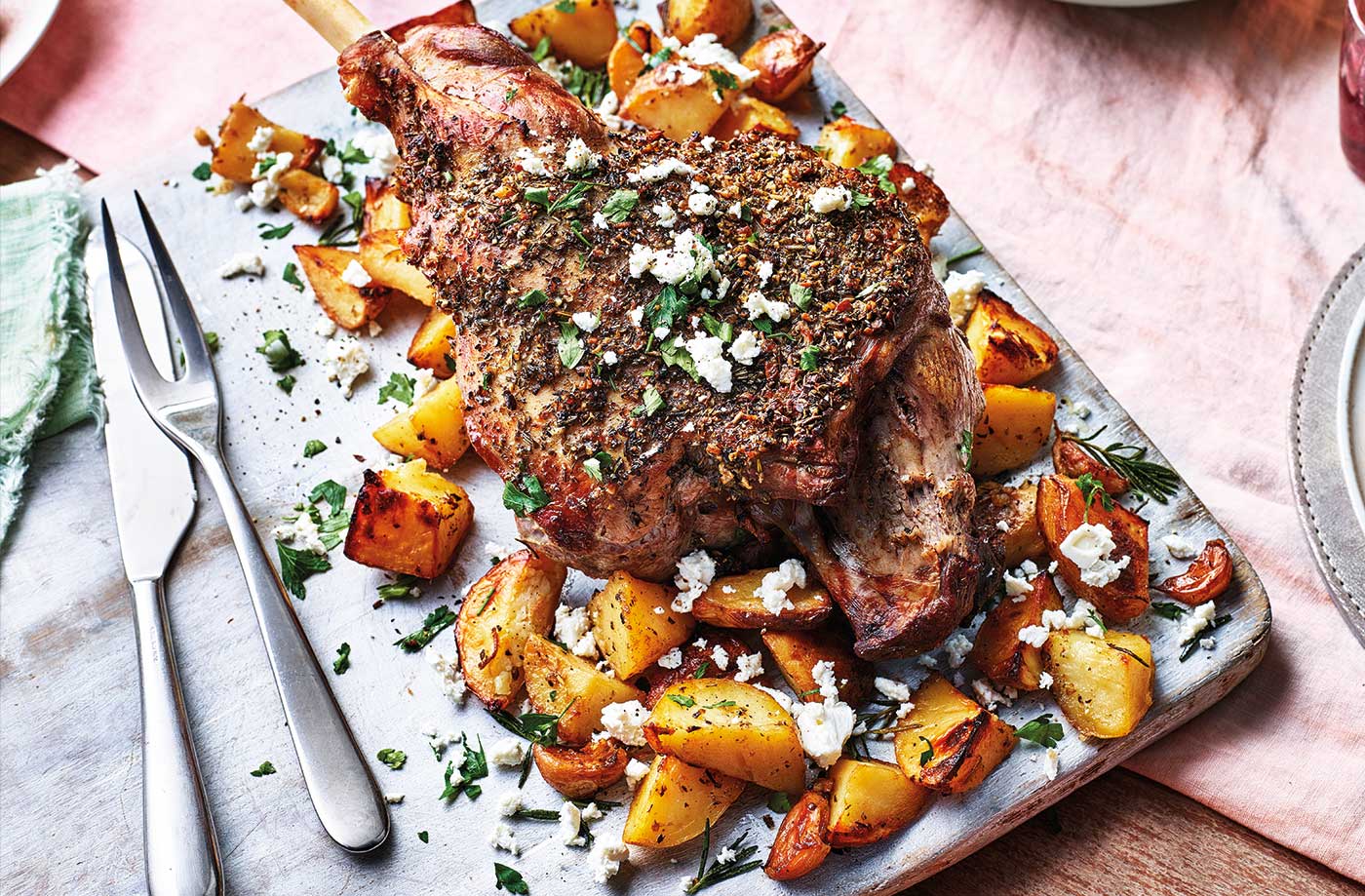 One-tray lamb with rosemary and feta recipe