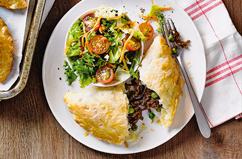 Get the kids involved in making dinner with this easy beef pasty recipe, using pre-made pastry to save time.