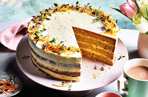 Bake a show-stopping cake with this zingy orange, olive oil and thyme cake – the thyme brings a nice savoury touch. Not only is this cake delicious, but it contains no eggs, making suitable for those who don't eat them (or if you've just run out!).