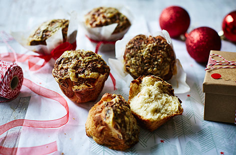 Made with a wonderful array of savoury ingredients, these mouthwatering mini panettones are the perfect edible gift and a fun Christmas bake to make with the kids. 