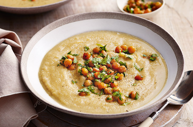 Thursday: Parsnip and ginger soup with spiced roast chickpeas