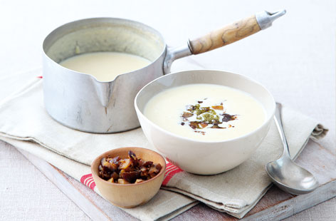 Parsnip soup with chestnut and pesto recipe