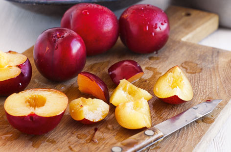 Chop the plums