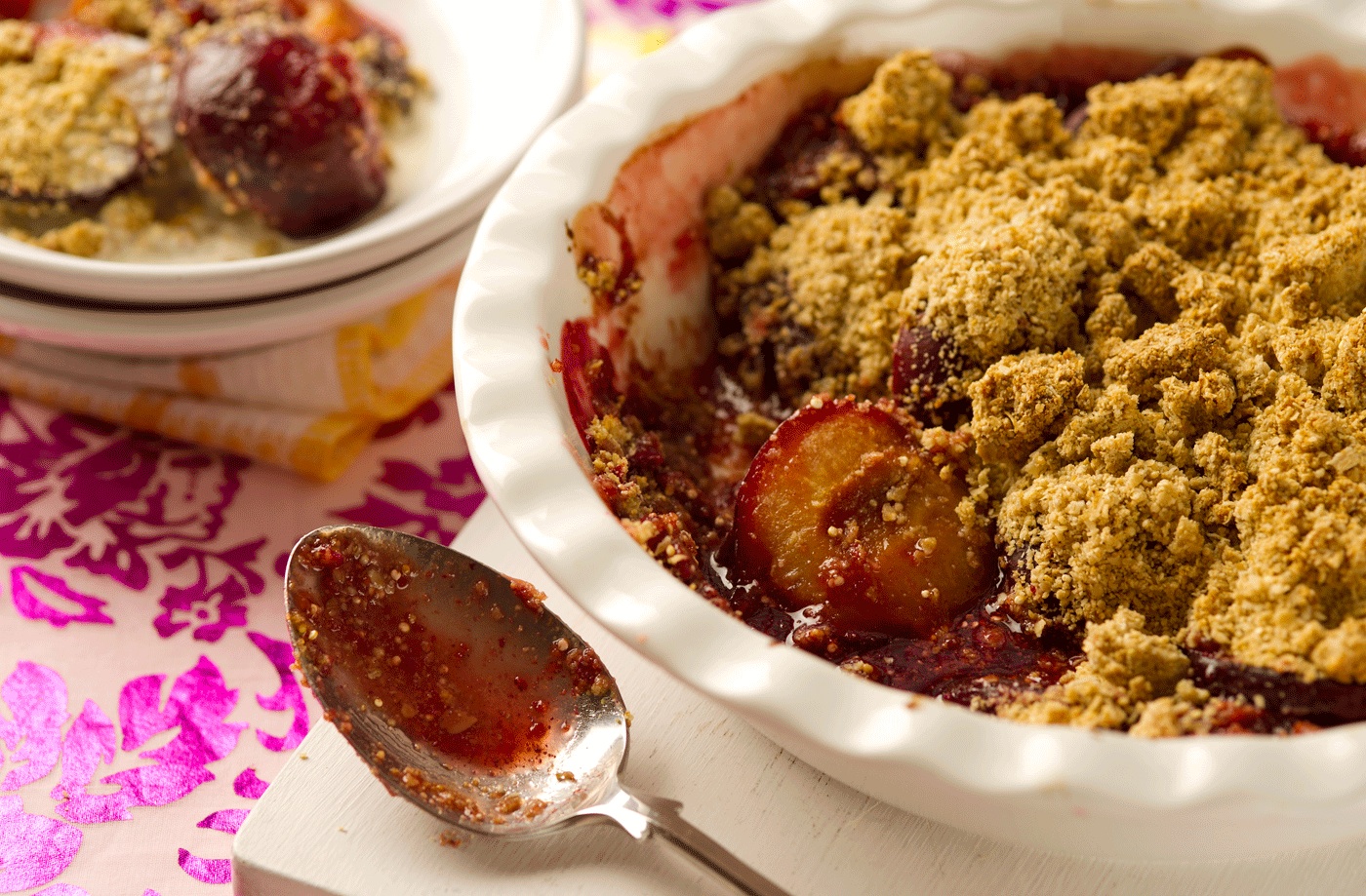 Gluten-free plum, quinoa and oat crumble recipe
