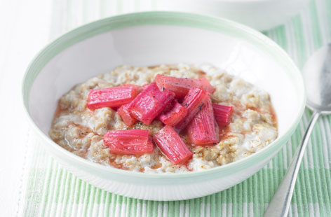 Get your day off to a healthy start with this cinnamon porridge with rhubarb compote.The sprinkling of cinnamon brings a touch of sweetness, while the  rhubarb is enhanced by being roasted with caster sugar, orange juice and a vanilla pod.