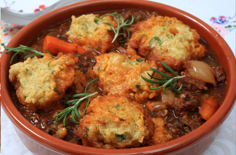 This hearty, veggie stew is sure to be a hit with non-meat eaters and carnivores alike. The paprika and bouquet garni (herbs such as rosemary and thyme) give it a gorgeous aromatic taste. The homemade herby dumplings set it off perfectly.