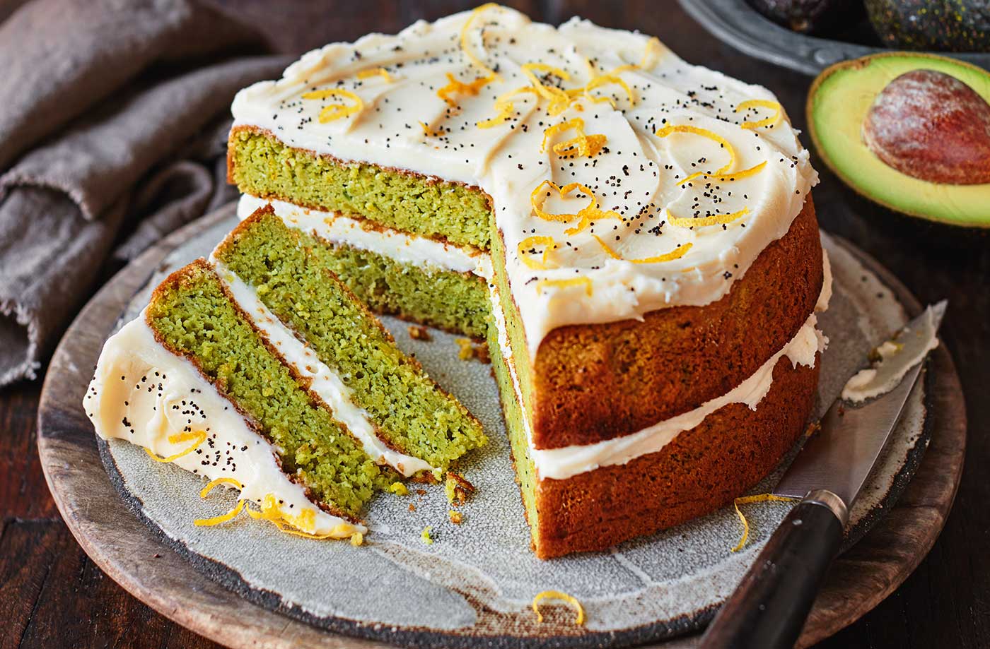 Avocado, lemon and poppy seed cake recipe