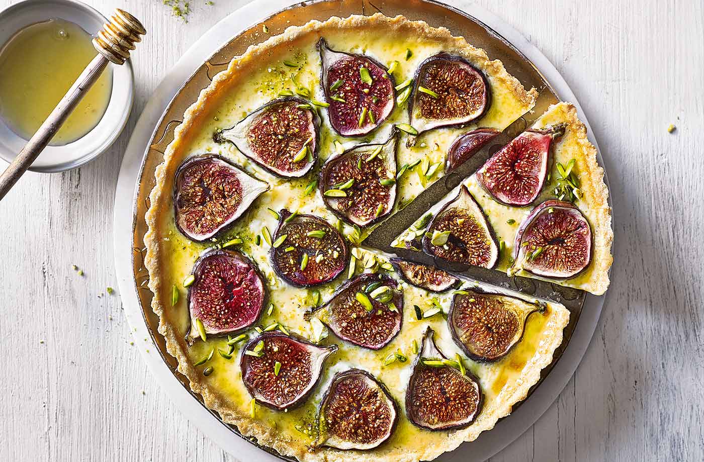 Baked fig and custard tart recipe