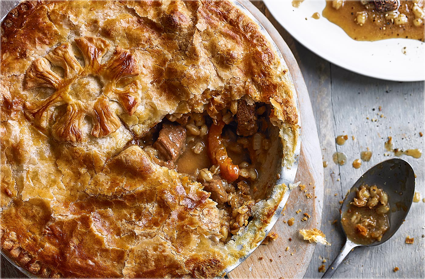 Beef, swede and barley pie recipe