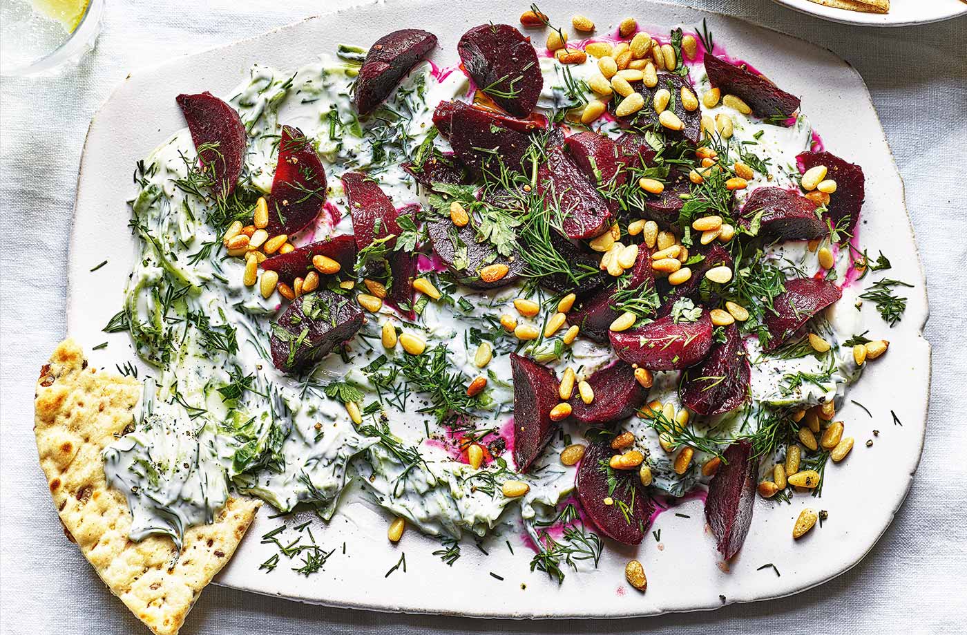 Beetroot with herby tzatziki recipe