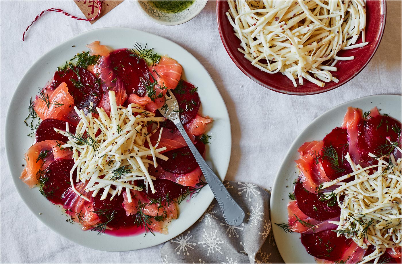 Salmon and beetroot carpaccio recipe