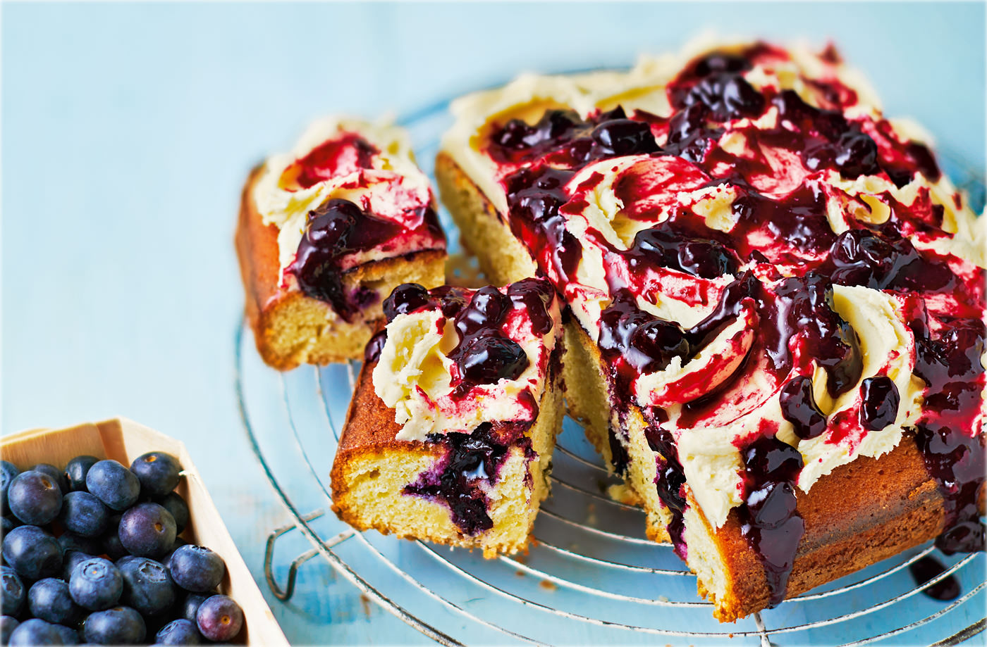 Blueberry, lemon and thyme poke cake recipe