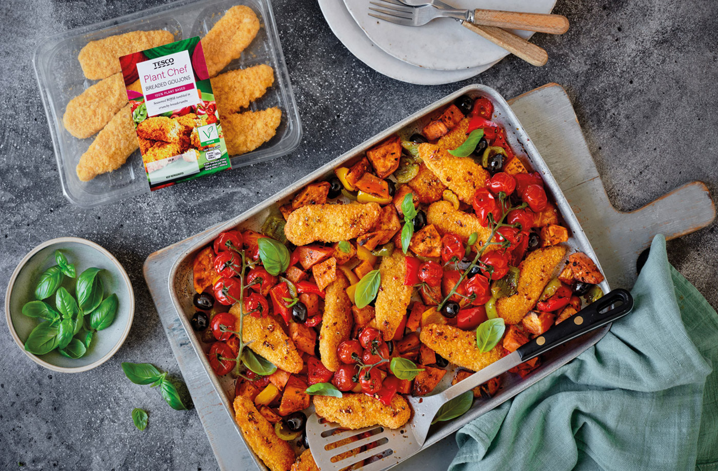 Mediterranean goujon traybake recipe