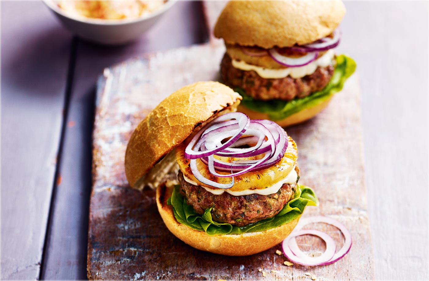 Pork and pineapple burgers recipe