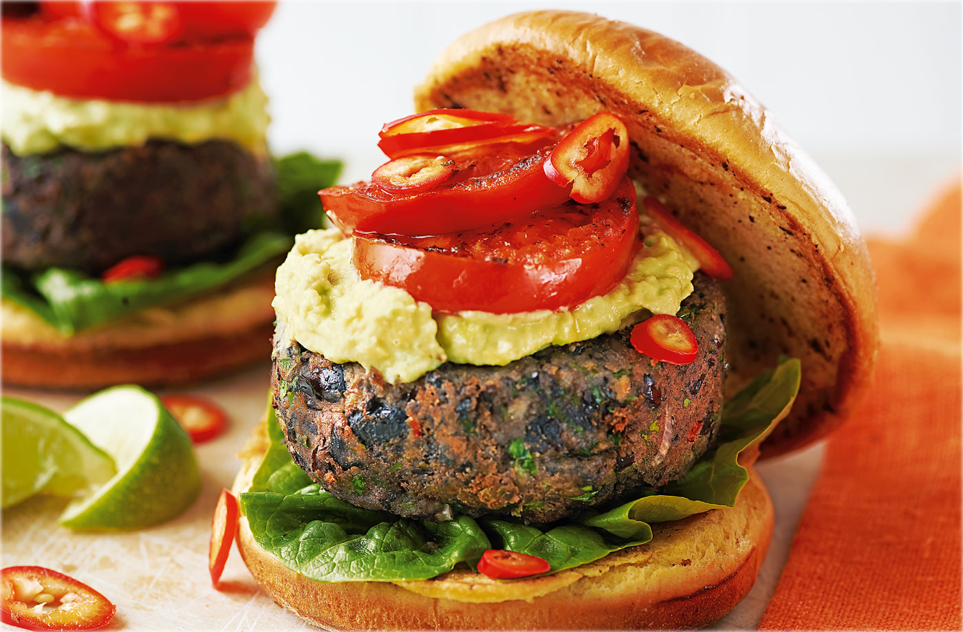 Black bean burgers with smashed avocado recipe