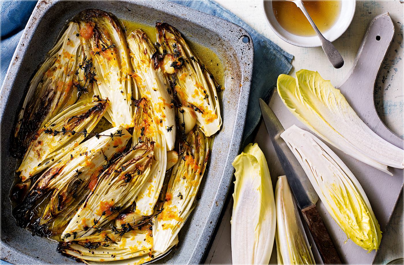 Caramelised chicory with orange and thyme recipe