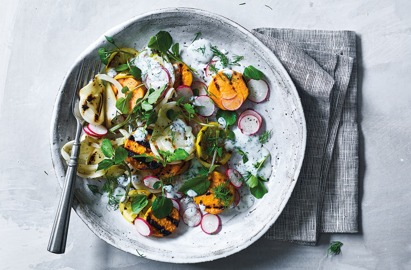 Charred sweet potato and fennel salad recipe