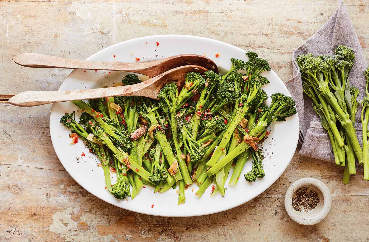 Charred broccoli with anchovy, lemon and chilli recipe