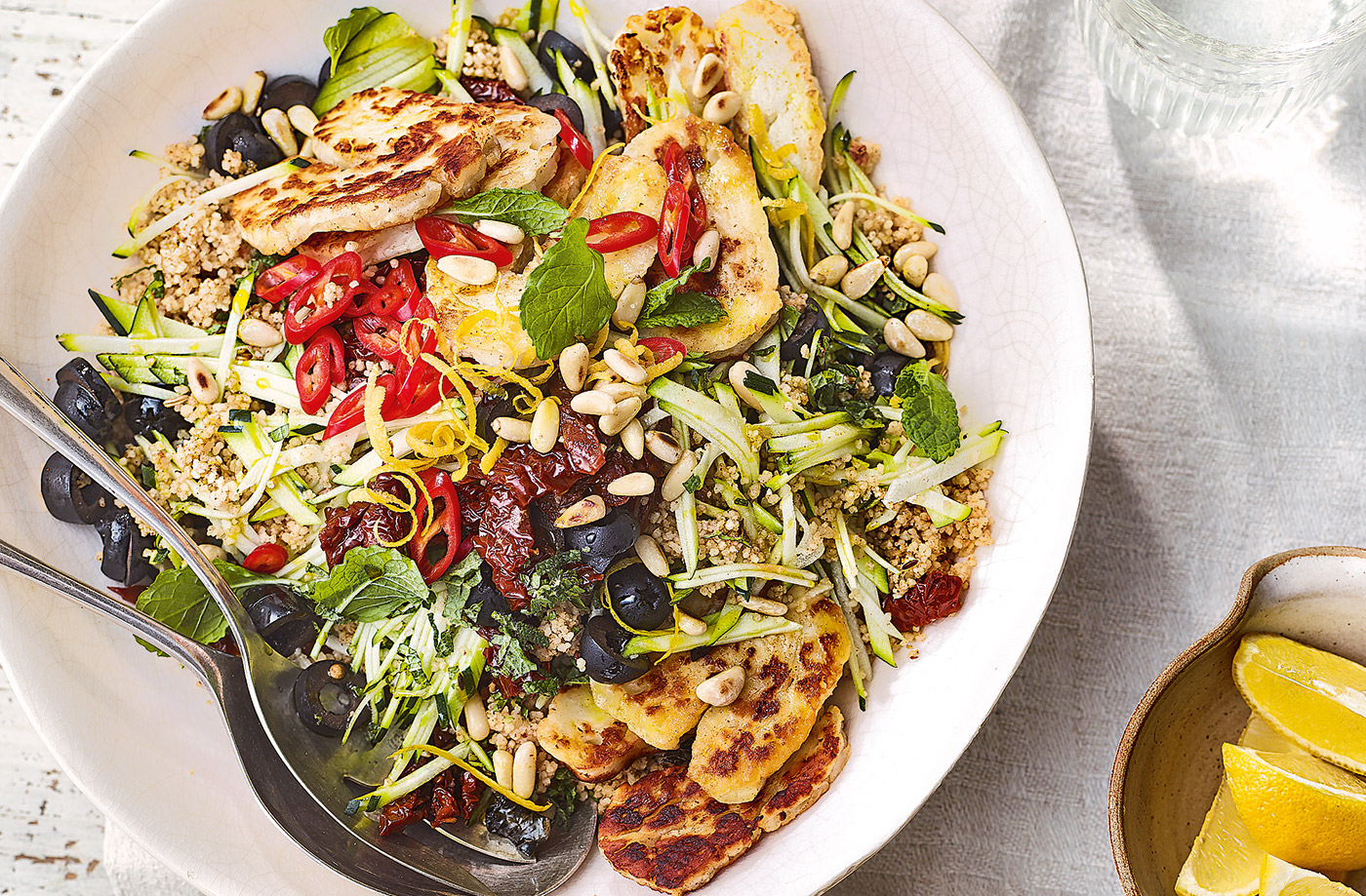 Courgette, couscous and halloumi salad recipe