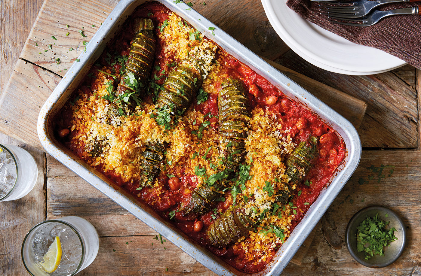 Hasselback courgette bake recipe