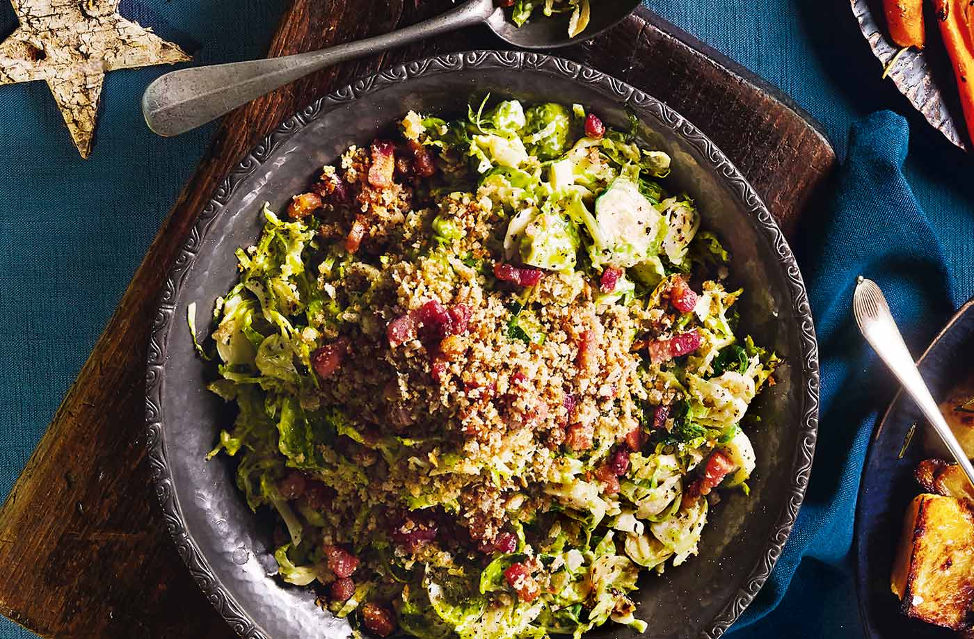 Creamed sprouts with pancetta crumb recipe