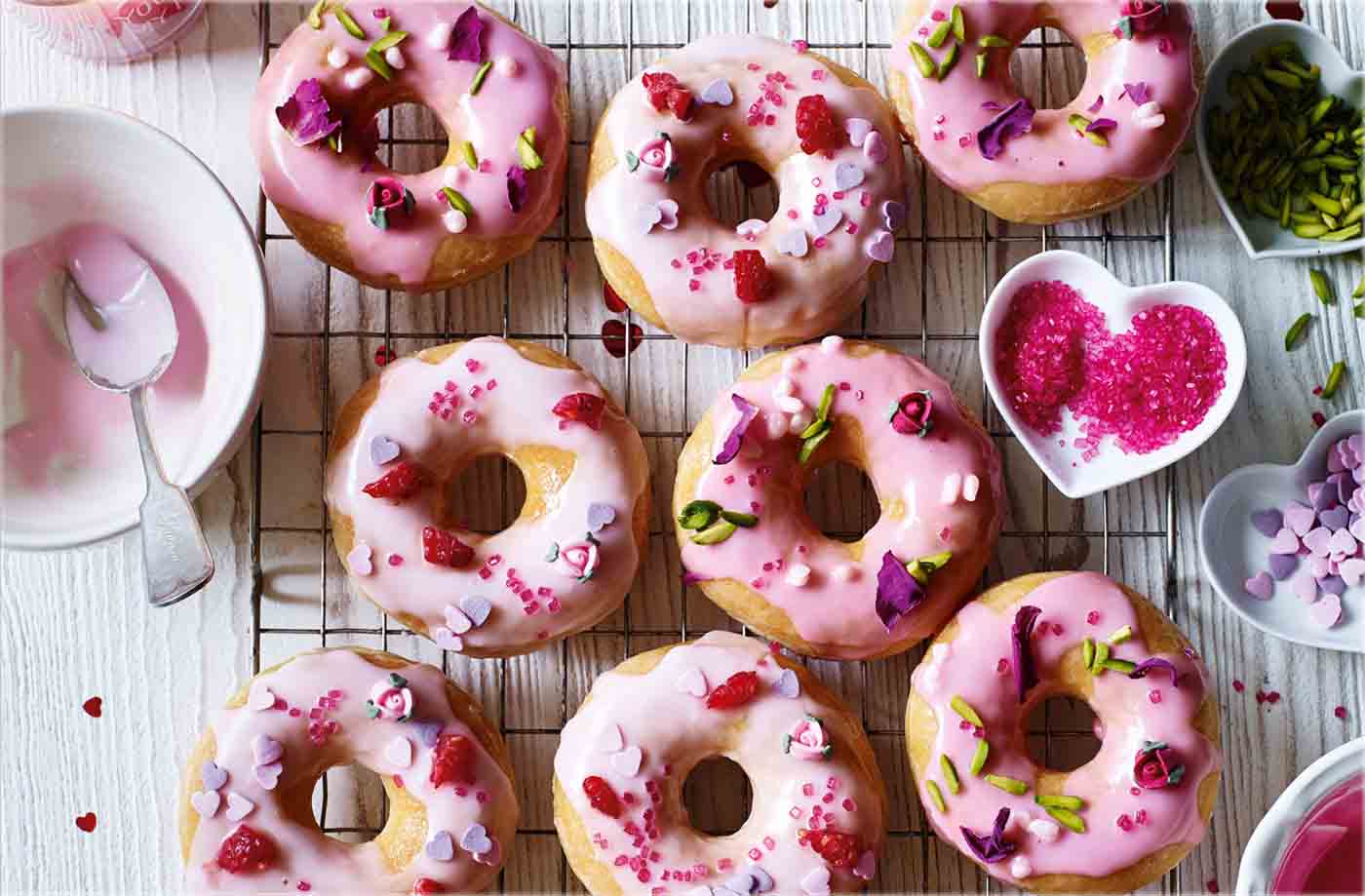 Pretty pink doughnuts recipe