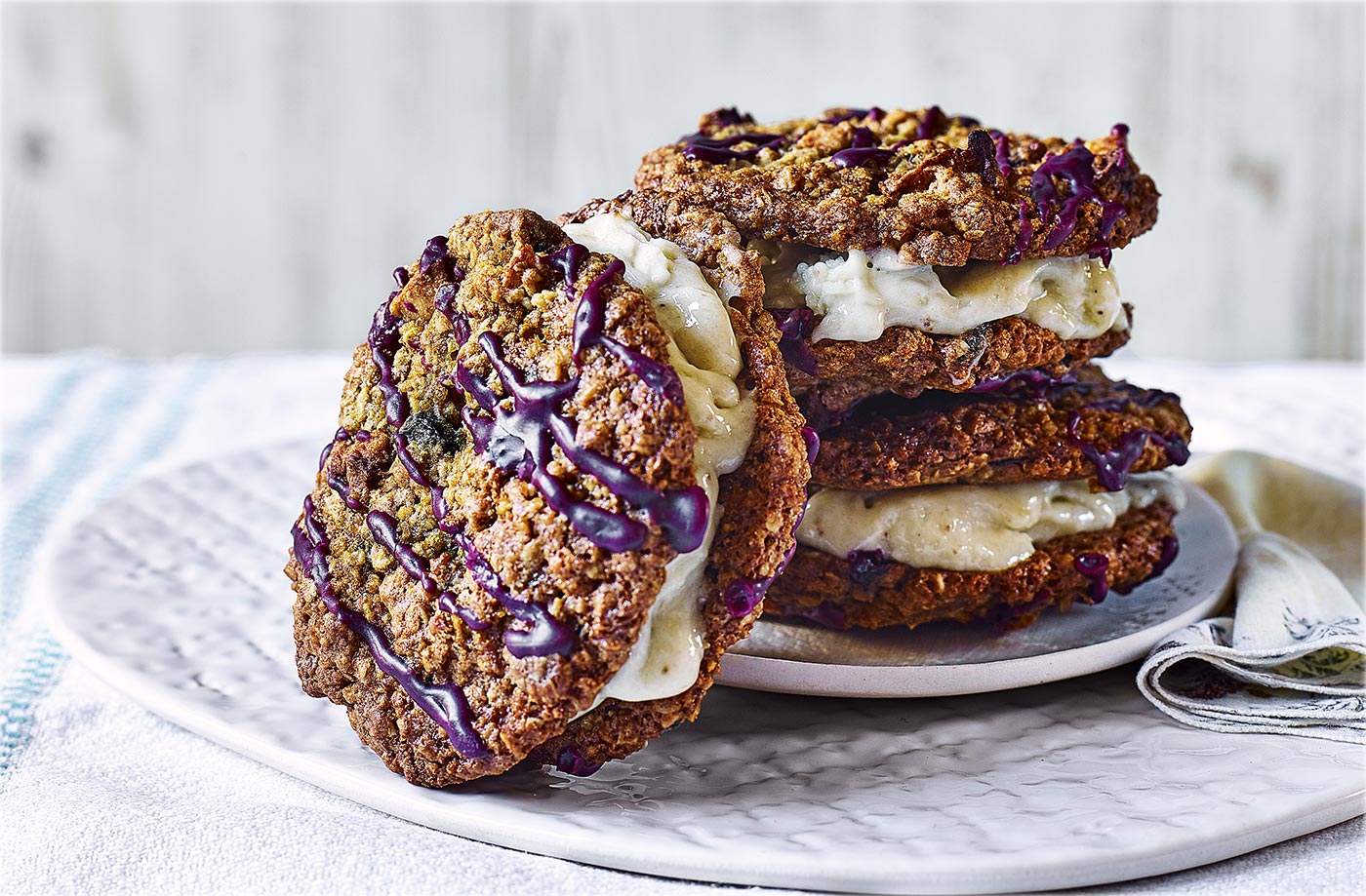 Fruity banana ice cream sandwiches recipe
